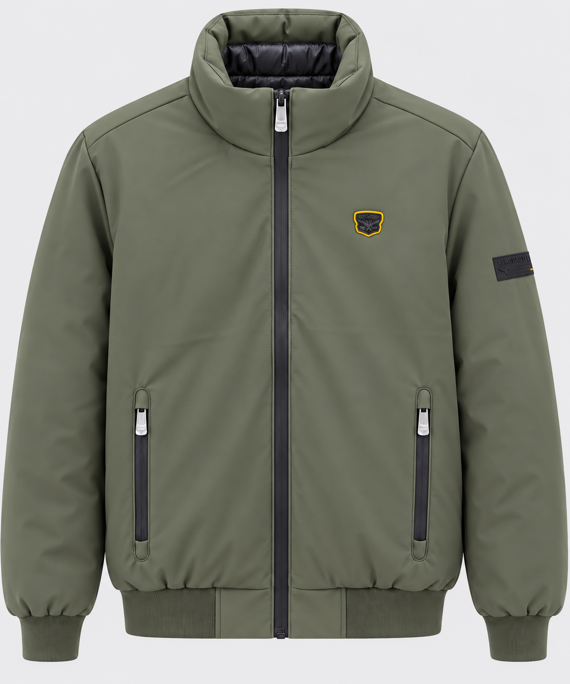 Blouson homme LEGENDER'S AVENUE kaki à col montant, vue de face