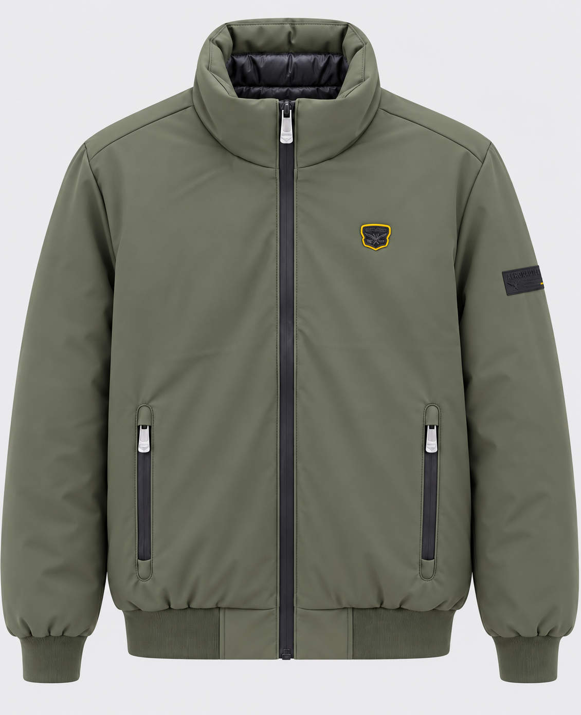 Blouson homme LEGENDER'S AVENUE kaki à col montant, vue de face