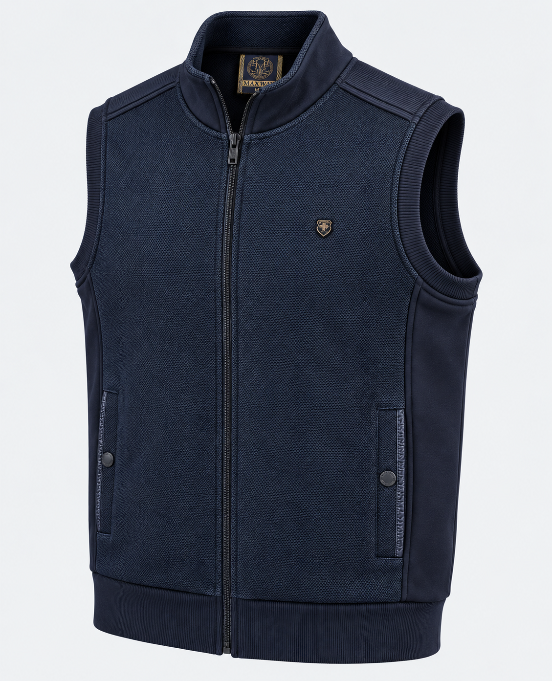 Gilet sans manches homme marine MAXWAY — vue de trois quarts