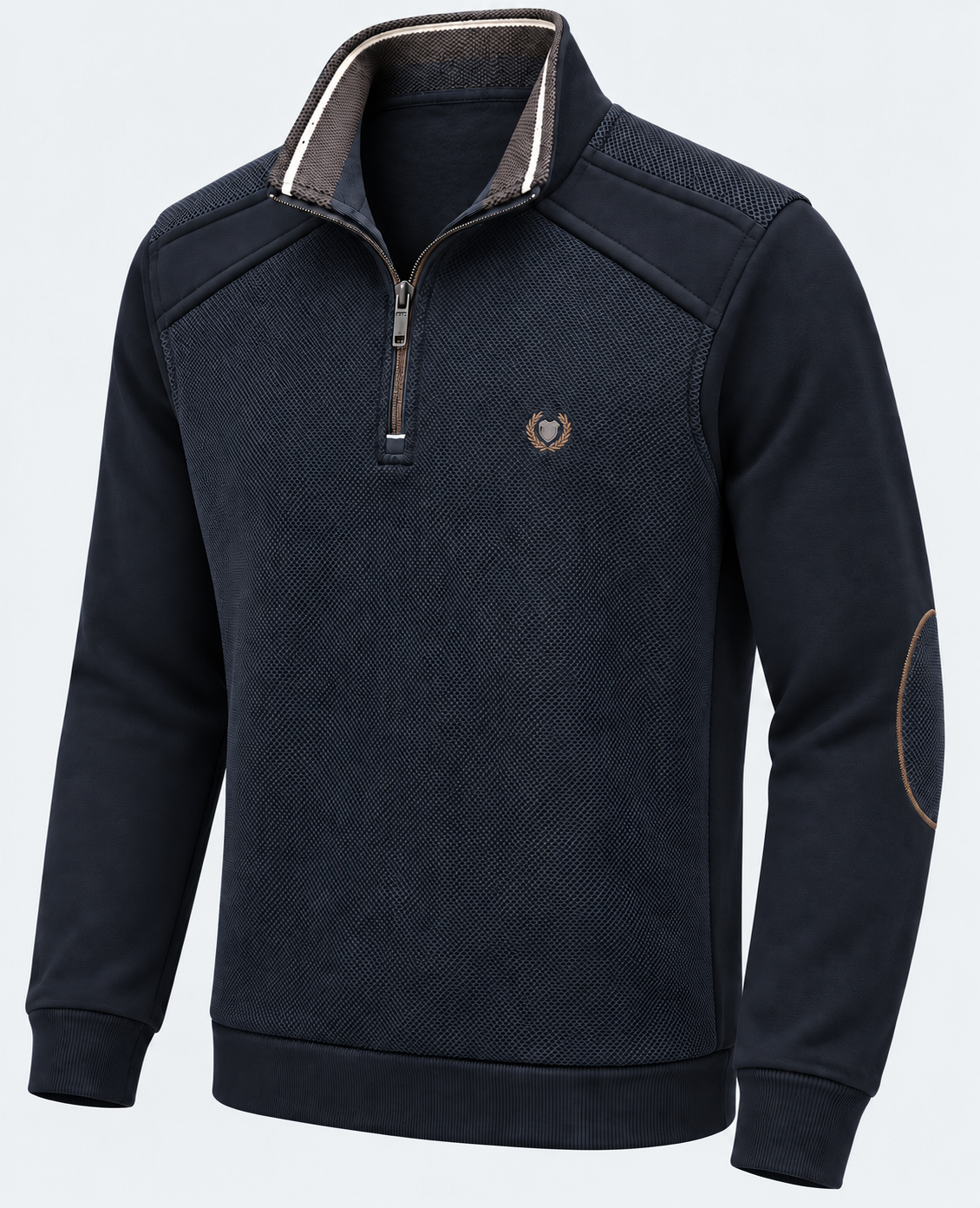 Pull col camionneur homme marine MAXWAY — vue de trois quarts