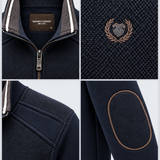 Pull col camionneur homme marine MAXWAY — détails du col et de la matière