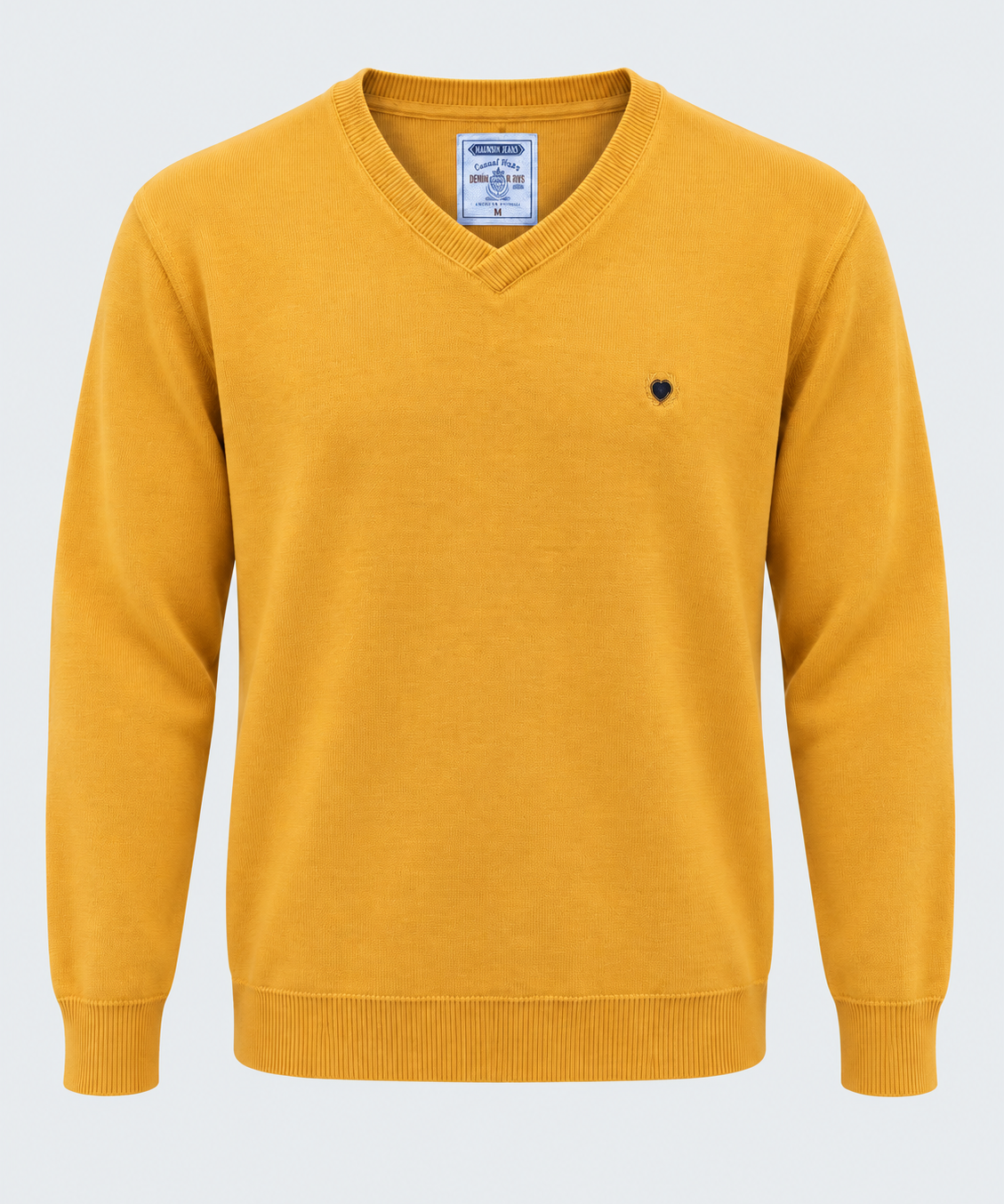 Pull col V homme jaune à écusson MAXWAY — vue de face