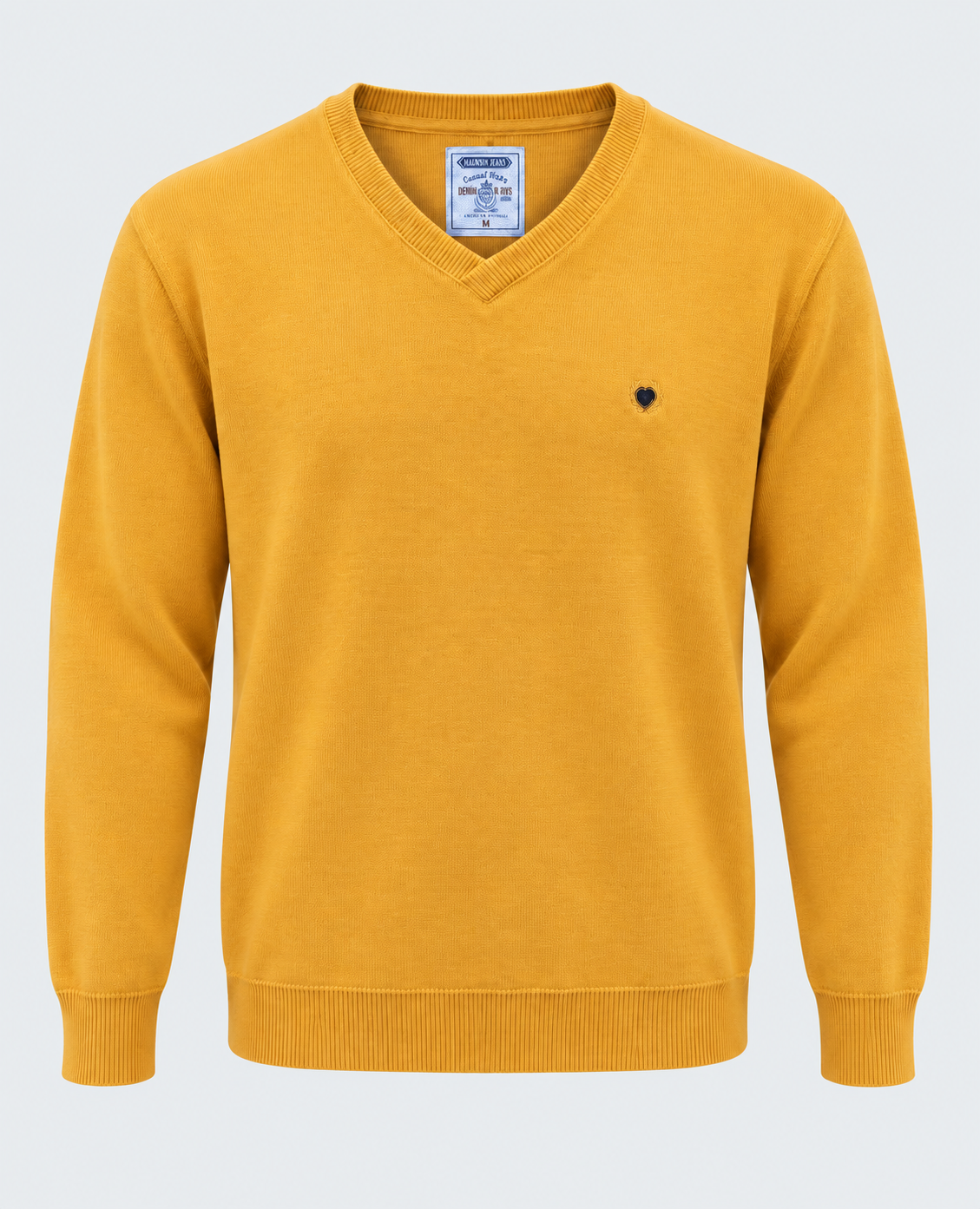 Pull col V homme jaune à écusson MAXWAY — vue de face
