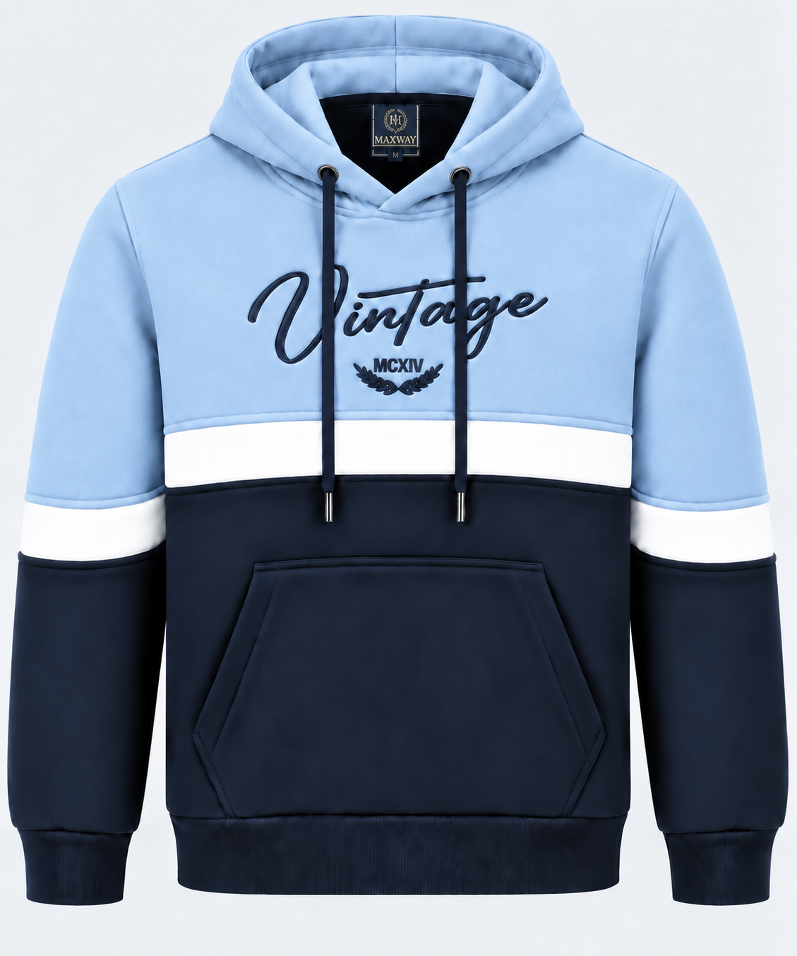 Sweat homme bleu, blanc et marine MAXWAY Vintage — vue de face