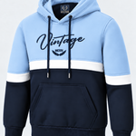 Sweat homme bleu, blanc et marine MAXWAY Vintage — vue de trois quarts