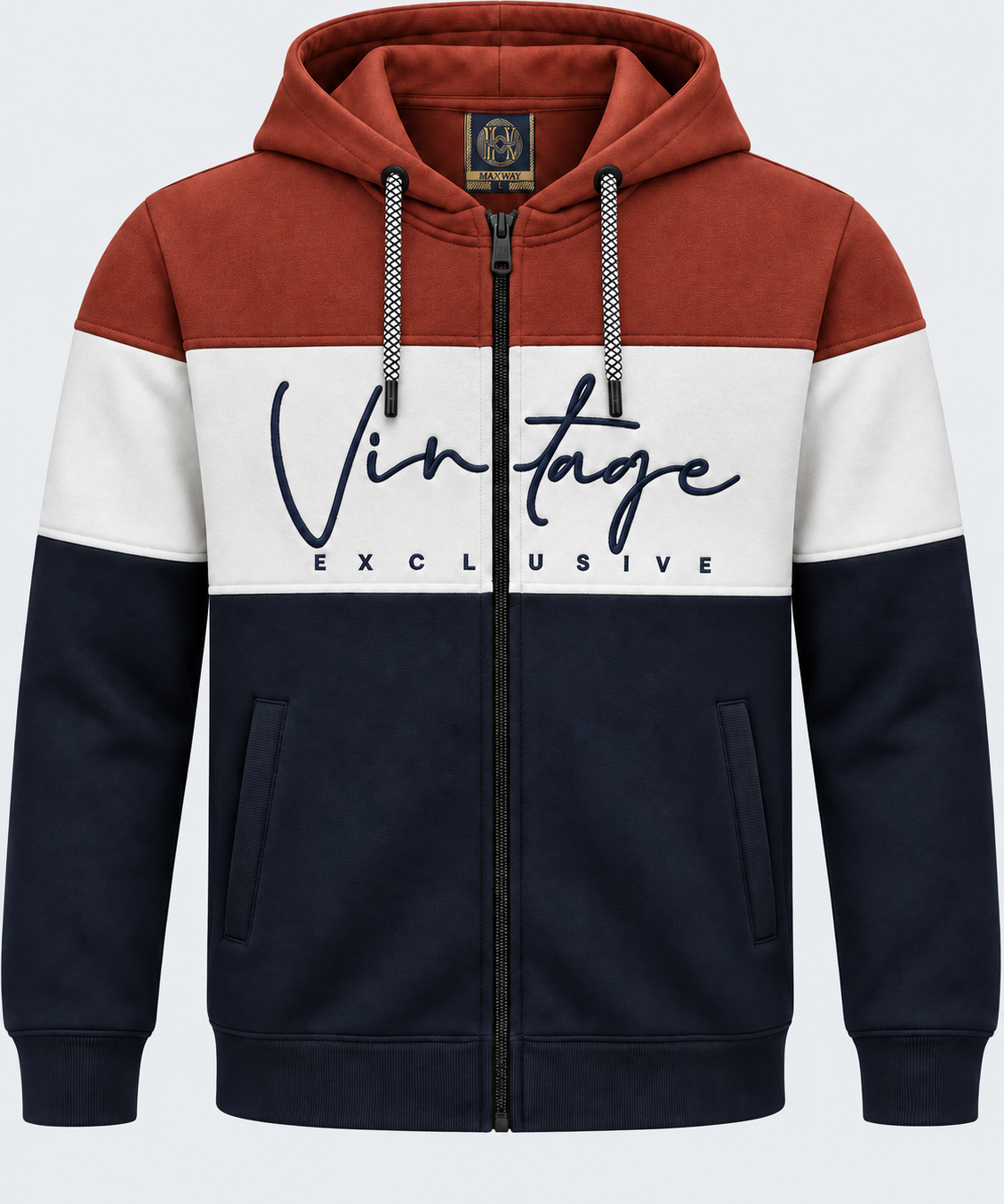 Veste homme rouge, blanc et marine MAXWAY Vintage — vue de face