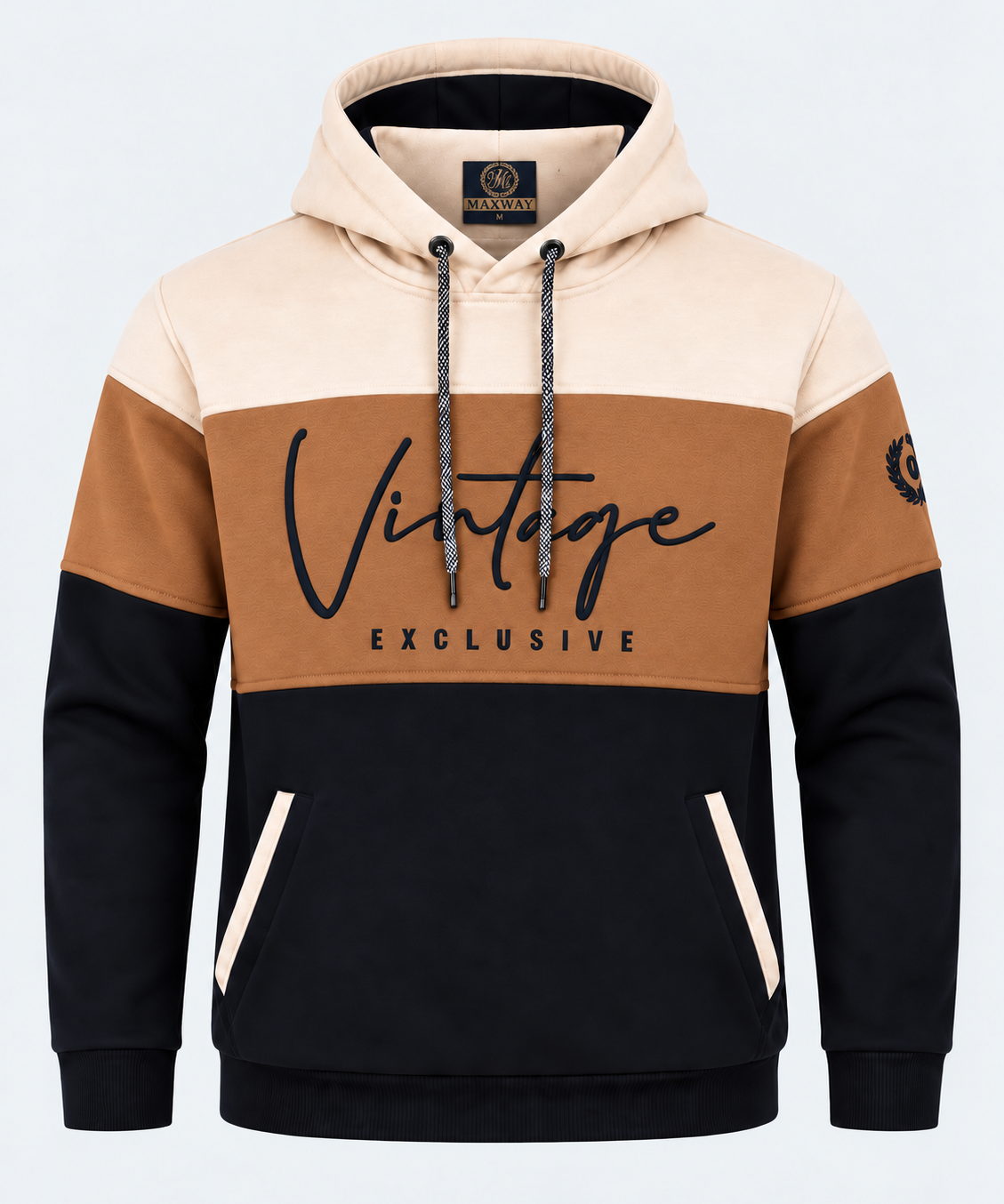 Sweat homme beige, camel et marine MAXWAY Vintage — vue de face