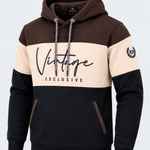 Sweat homme chocolat, beige et marine MAXWAY Vintage — vue de trois quarts