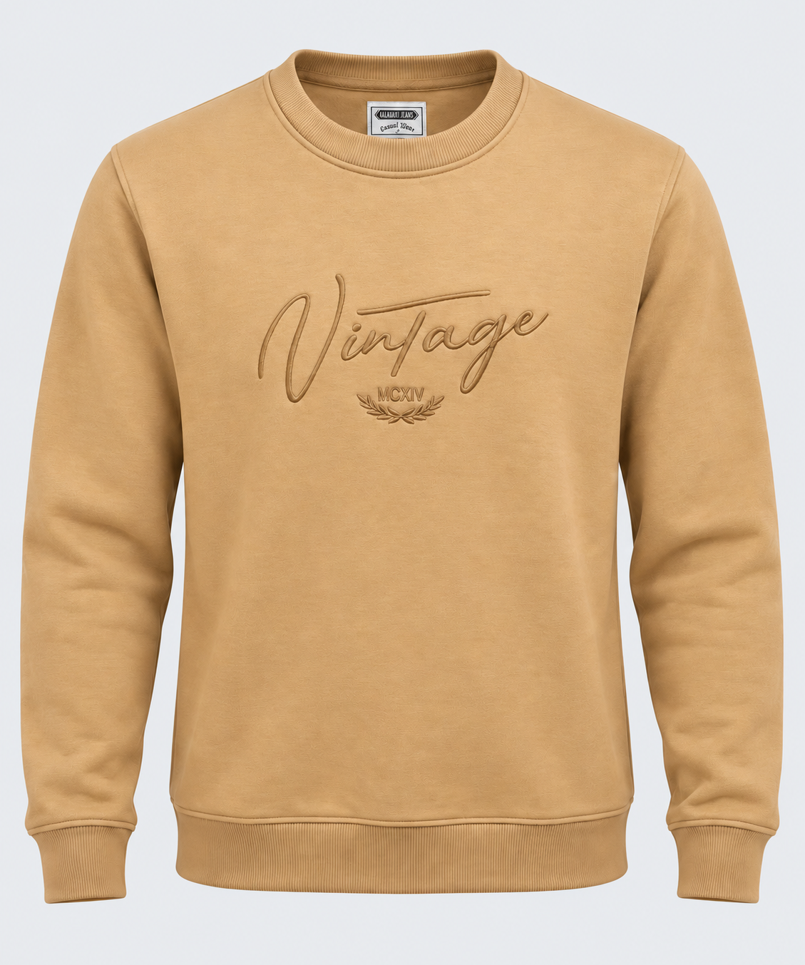 Sweat col rond homme beige MAXWAY Vintage — vue de face
