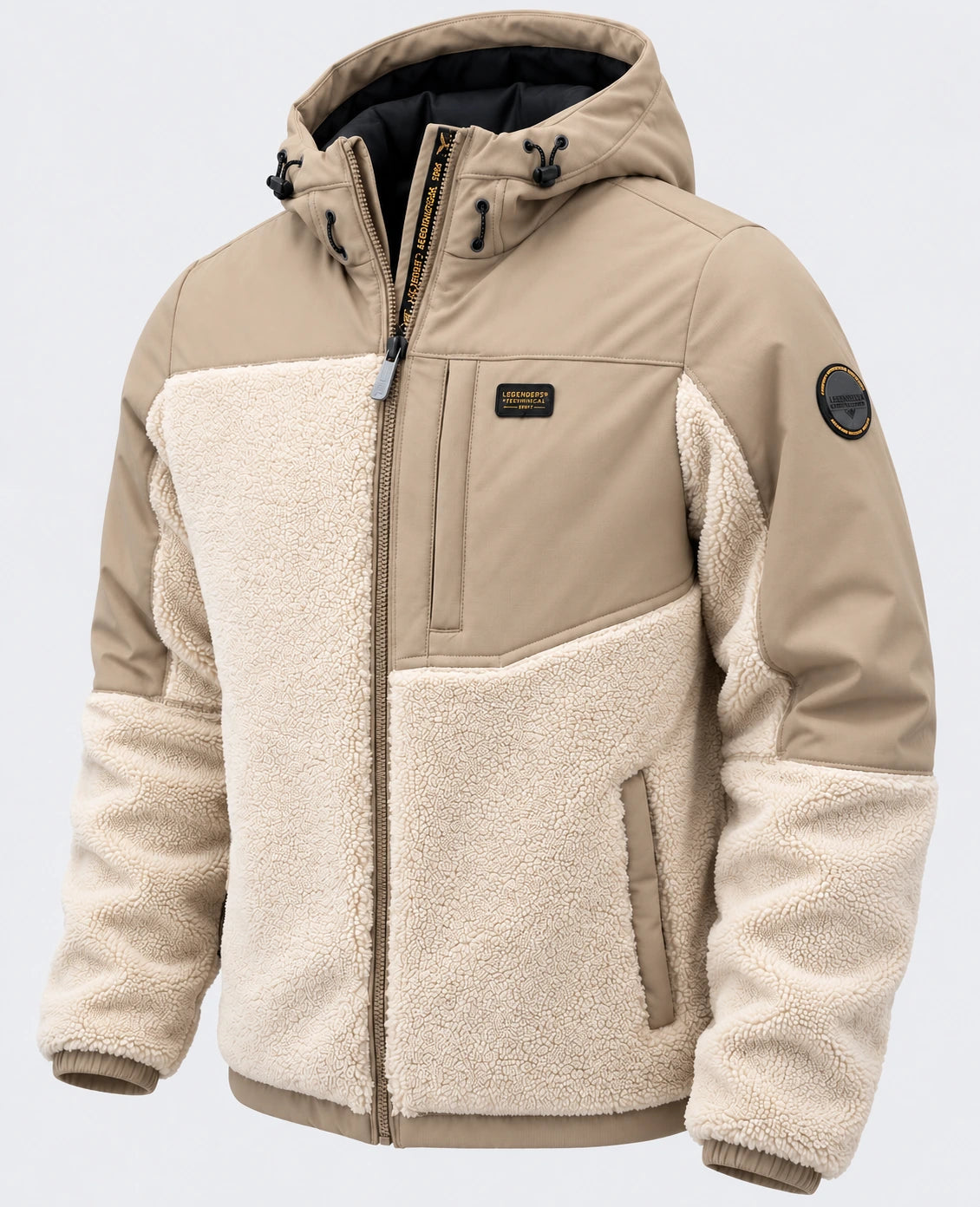 Veste polaire LEGENDER'S CLINT beige et écru, vue de trois quarts