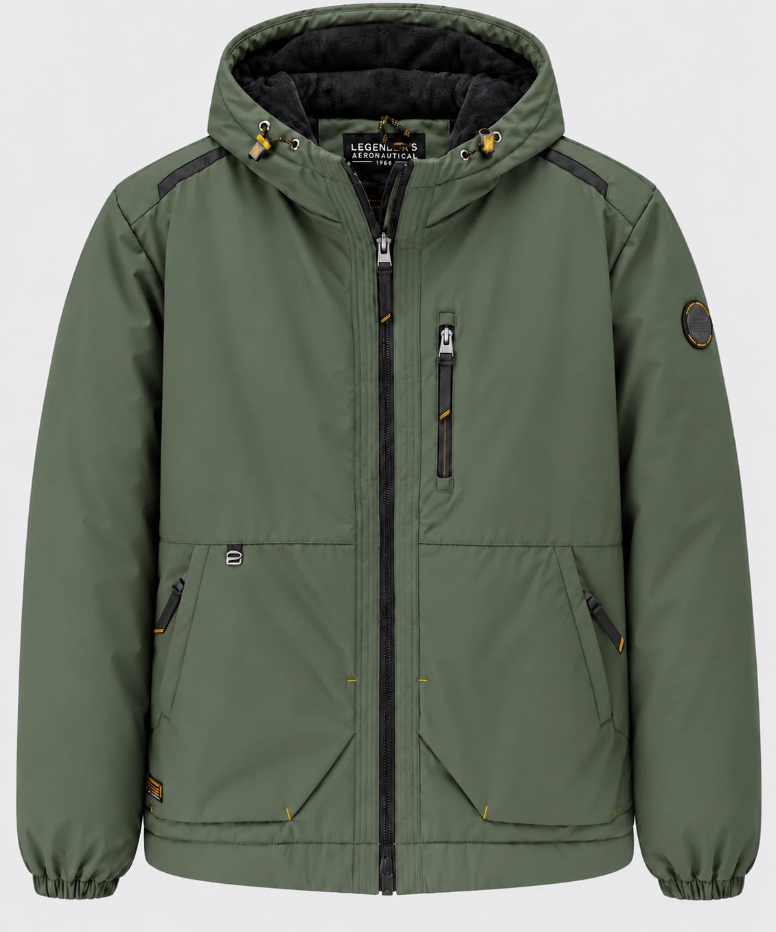 Veste homme LEGENDER'S AROMA kaki à capuche, vue de face