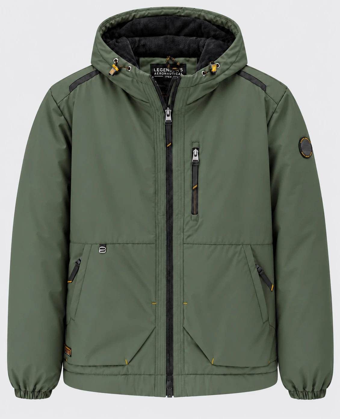 Veste homme LEGENDER'S AROMA kaki à capuche, vue de face