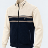 Veste zippée homme écru et marine MAXWAY — vue de trois quarts